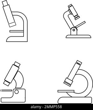 modello vektor con logo per microscopio Illustrazione Vettoriale