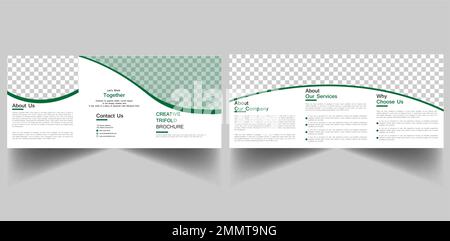 Progettazione di brochure, modello di progettazione di brochure aziendali Illustrazione vettoriale. modello di brochure, pieghevole in tre parti, modello di brochure di tendenza. Illustrazione Vettoriale