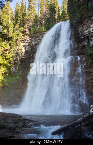 Virginia Falls, fotografata in motion-blur, è una cascata di 50 metri alla fine del St. Mary Falls Trailhead nel Glacier National Park, Montana. Foto Stock