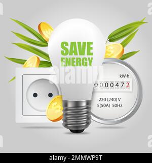 Risparmio energetico del concetto vettoriale per poster, banner Illustrazione Vettoriale