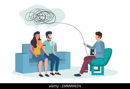 Concetto vettoriale di psicoterapia familiare per banner web, pagina web Illustrazione Vettoriale
