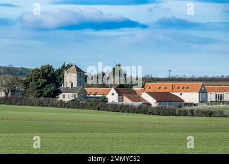 Temple Bruer, Sleaford, Lincolnshire - la torre del 12th° secolo Knights Templar preceptory o il Temple Bruer Preceptory Foto Stock