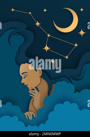 Illustrazione vettoriale dei sogni dolci in stile carta Illustrazione Vettoriale