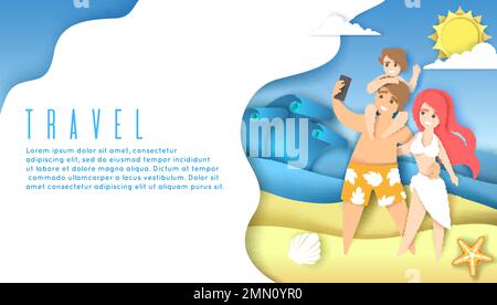 Banner Web di viaggio, modello vettoriale della landing page del sito Web Illustrazione Vettoriale