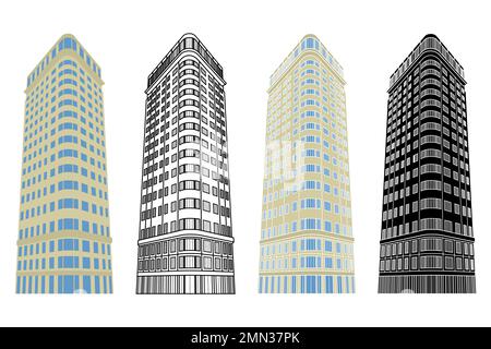 Vecchio edificio famoso a Curitiba, Brasile Illustrazione Vettoriale