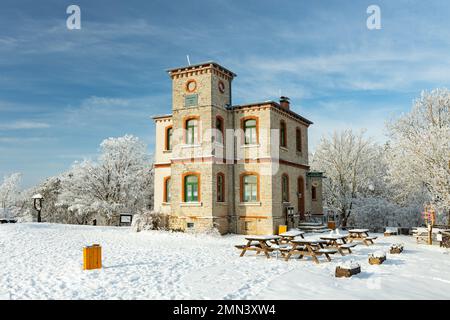 Horsel casa di montagna in inverno Foto Stock