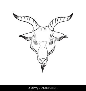 Testa di capra di Ocult con corna Illustrazione Vettoriale
