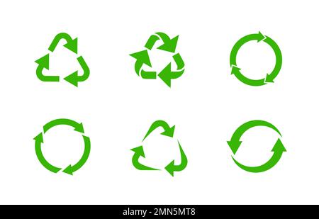 Frecce verdi di riciclaggio. Eco-cicli circolari e triangolari Illustrazione Vettoriale