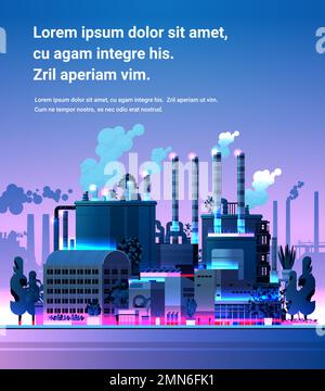 impianto di generazione di energia con camini produzione di energia elettrica produzione industriale edilizia industria pesante fabbrica Illustrazione Vettoriale