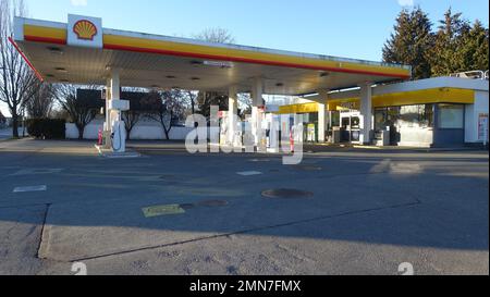 Gennaio 29 2023 - Stazione di servizio Shell a Vancouver, British Columbia Canada Foto Stock