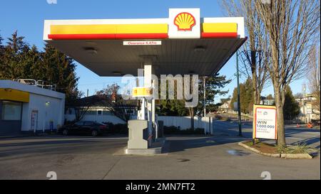 Gennaio 29 2023 - Stazione di servizio Shell a Vancouver, British Columbia Canada Foto Stock