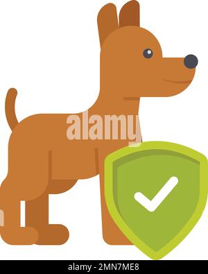 Concetto di assicurazione per gli animali domestici, benessere e assistenza sanitaria con disegno dell'icona del vettore dello scudo, simbolo di protezione dei sinistri finanziari, segno di gestione del rischio, Illustrazione Vettoriale