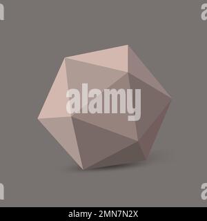 Forma di icosaedro rosa, vettore di elementi geometrici di rendering 3D Illustrazione Vettoriale