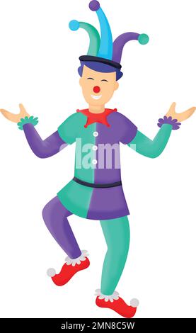 Joker Dancing Vector Icon Design, Circus Characters Symbol, Carnival Performer Sign, Festival Troupe Stock Illustration, Laughing jester Concept Illustrazione Vettoriale