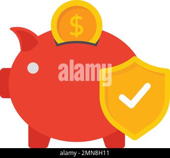 Illustrazione delle scorte della copertura di risparmio personale, risparmio premi assicurazione denaro design icona vettore, simbolo di protezione contro le perdite finanziarie, simbolo di gestione del rischio, Illustrazione Vettoriale