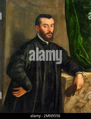 Andreas Vesalius. Ritratto del 16th ° secolo anatomista e medico, Andreas Vesalius (1514-1564) di Jan van calcar, olio su tela, circa 1550 Foto Stock