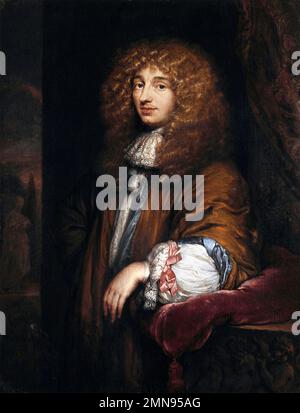 Christiaan Huygens. Ritratto del matematico, fisico e astronomo olandese Christiaan Huygens (1629-1695), dipinto di Caspar Netscher, 1671 Foto Stock