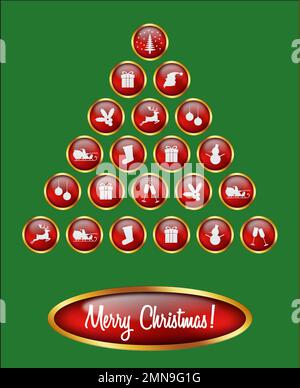 Bottoni di Natale che formano un albero di Natale Foto Stock