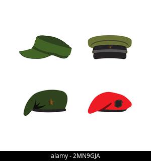 Cappello militare icona vettoriale illustrazione semplice disegno. Foto Stock