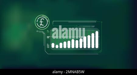 Infografiche astratte sulla crescita del prezzo della sterlina. Illustrazione Vettoriale