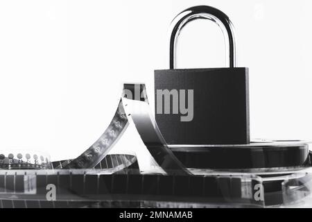 Noleggio film vietato. Blocco degli annunci. Film vietato. Elenco delle sanzioni nella produzione cinematografica. Foto Stock