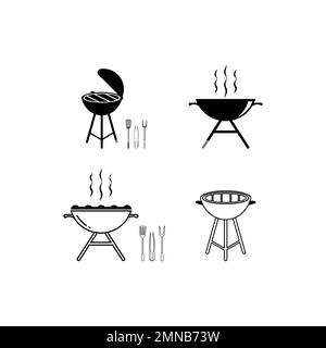 modello di disegno dell'illustrazione vettoriale dell'icona barbeque Foto Stock