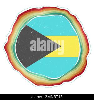 Bandiera Bahamas in cornice. Distintivo del paese. Cartello circolare stratificato intorno alla bandiera delle Bahamas. Illustrazione del vettore radiante. Illustrazione Vettoriale