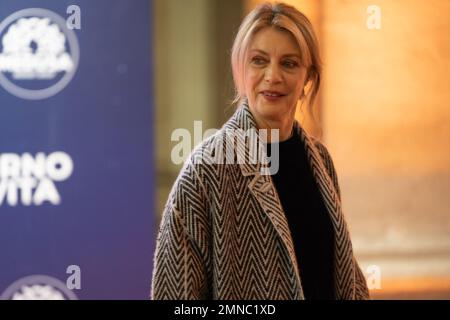 Roma, Italia. 23rd Jan, 2023. Margherita Buy partecipa al tappeto rosso di ''il primo giorno della mia vita'' al Cinema moderno il 23 gennaio 2023 a Roma. (Foto di Luca Carlino/NurPhoto) Credit: NurPhoto SRL/Alamy Live News Foto Stock