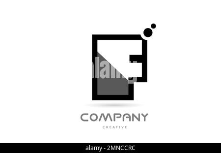 F icona del logo con lettera geometrica bianca nera con punti. Modello creativo per l'azienda Illustrazione Vettoriale