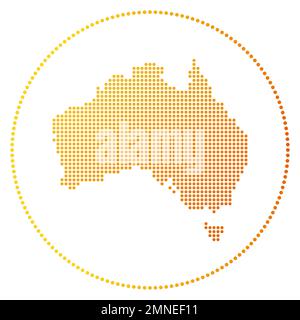 Badge digitale Australia. Mappa in stile punteggiato dell'Australia in cerchio. Icona tecnica del paese con punti sfumati. Illustrazione vettoriale moderna. Illustrazione Vettoriale