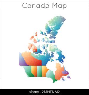 Mappa bassa del Canada. Mappa geometrica poligonale del Canada in stile mosaico. Illustrazione Vettoriale