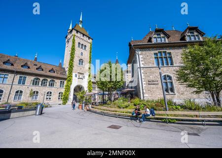 Torre dell'Orologio, Museo Nazionale Svizzero, Zurigo, Svizzera Foto Stock