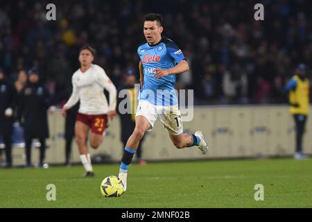 Napoli, Italia. 29 Jan, 2023. Hirving Lozano di SSC Napoli durante la Serie Un match tra SSC Napoli e ROMA allo Stadio Diego Armando Maradona NAP Foto Stock
