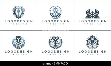 Collezione di simboli del logo della salute umana. Illustrazione Vettoriale