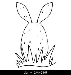 Coniglietto divertente - uovo di pasqua in stile doodle disegnato a mano. Coniglietto carino - uovo. Attività pagina da colorare. Isolato su sfondo bianco Illustrazione Vettoriale
