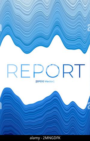 Modello di copertina. Può essere utilizzato come banner, volantini, poster, biglietti da visita, brochure. Design artistico nei colori blu. Illustrazione vettoriale trendy. Illustrazione Vettoriale