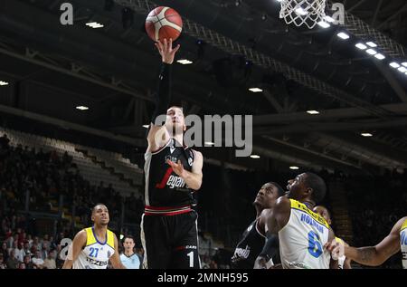 Bologna, Italia. 29th Jan, 2023. Niccolo Mannion (Segafredo Virtus Bologna) durante la partita del campionato italiano di basket LBA Segafredo Virtus Bologna vs. Tezenis Scaligera Verona - Bologna, 29 gennaio 2023 a Segafredo Arena - Foto: Michele Nucci Credit: Independent Photo Agency/Alamy Live News Foto Stock