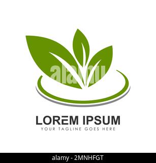 Verde foglia Logo icona vettoriale Firma illustrazione su sfondo bianco isolato Illustrazione Vettoriale