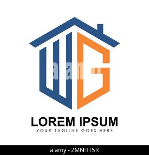 Home Monogramma Logo lettere iniziali WG Vector Sign Illustration in bianco sfondo isolato Illustrazione Vettoriale