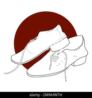 Scarpe uomo pelle disegno a mano linea Art Brown sfondo Vector Illustration Illustrazione Vettoriale