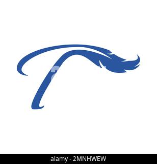Logo Feather Monogram lettera iniziale T segno vettoriale illustrazione su sfondo bianco isolato Illustrazione Vettoriale