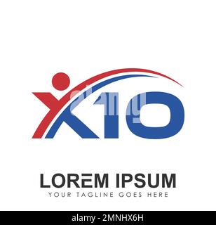 Logo Monogramma lettere iniziali X10 Illustrazione del segno vettoriale su sfondo bianco isolato Illustrazione Vettoriale