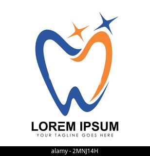 Tooth Logo template icona vettoriale Firma illustrazione su sfondo bianco isolato Illustrazione Vettoriale