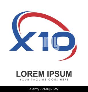 Logo Monogramma lettere iniziali X10 Illustrazione del segno vettoriale su sfondo bianco isolato Illustrazione Vettoriale