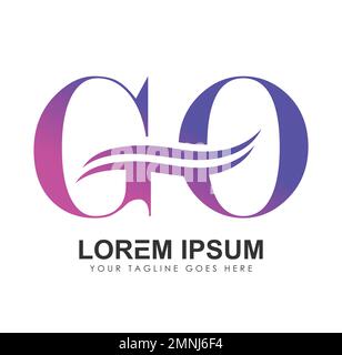 GO monogramma logo lettere iniziali segno vettoriale illustrazione su sfondo bianco isolato Illustrazione Vettoriale