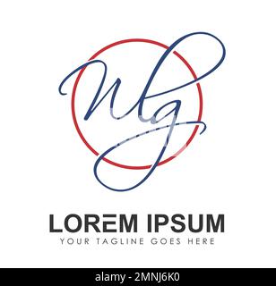 WLG Monogram Logo lettere iniziali segno vettoriale illustrazione su sfondo bianco isolato Illustrazione Vettoriale