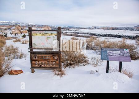 Boulder, Utah, è una piccola cittadina ranch lungo la Utah state Route 12. Foto Stock