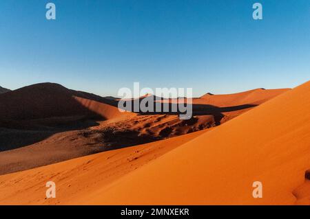 Foto esterna delle dune di sabbia Namibia Sossusvlei vicino alla famosa Dune 45 intorno all'alba Foto Stock