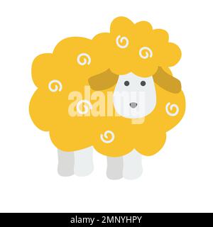 Carino piccolo agnello in uno stile cartone animato piatto. Illustrazione vettoriale Illustrazione Vettoriale