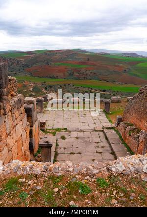 Forum in rovine romane di Tiddis, Nord Africa, BNI Hamden, Algeria Foto Stock